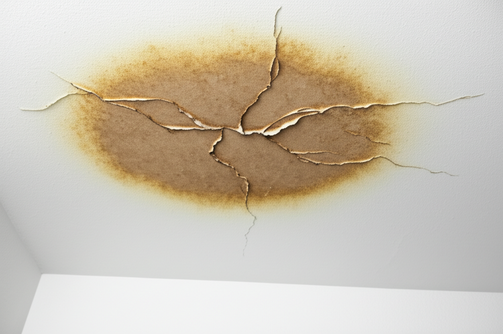 Water damage from ceiling leak