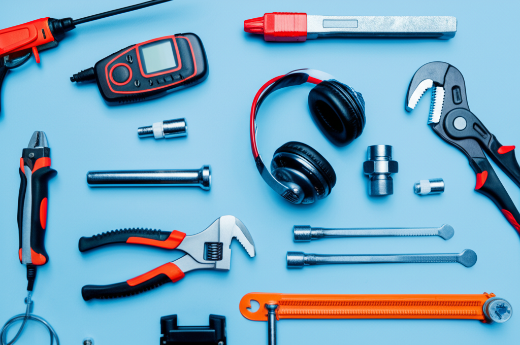 Professional plumbing tools background